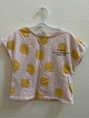 Zara Pink Short Sleeve Top with Yellow Lemon Print
